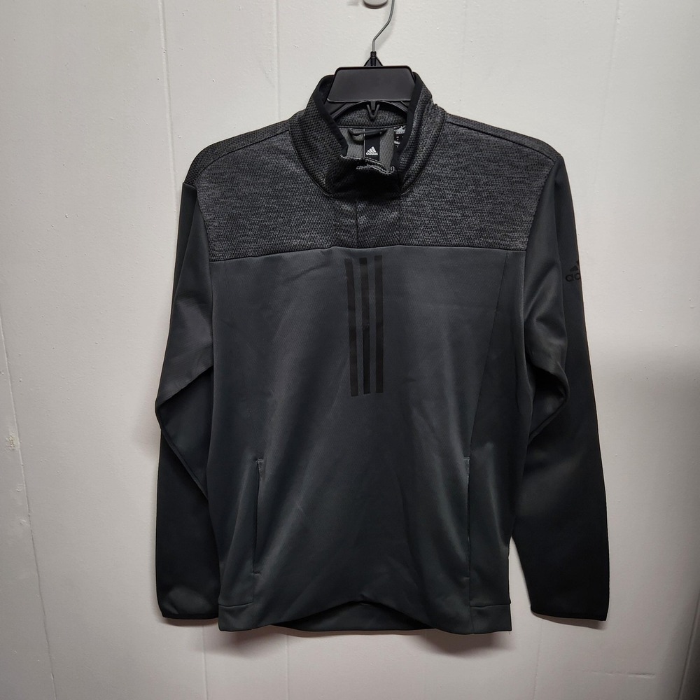 Adidas Pullover Mens Medium Gray ClimaWarm Quarter Zip‎ Sweatshirt 3-Stripes
